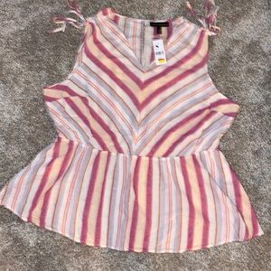 Lane Bryant striped sleeveless top in shades of pink.